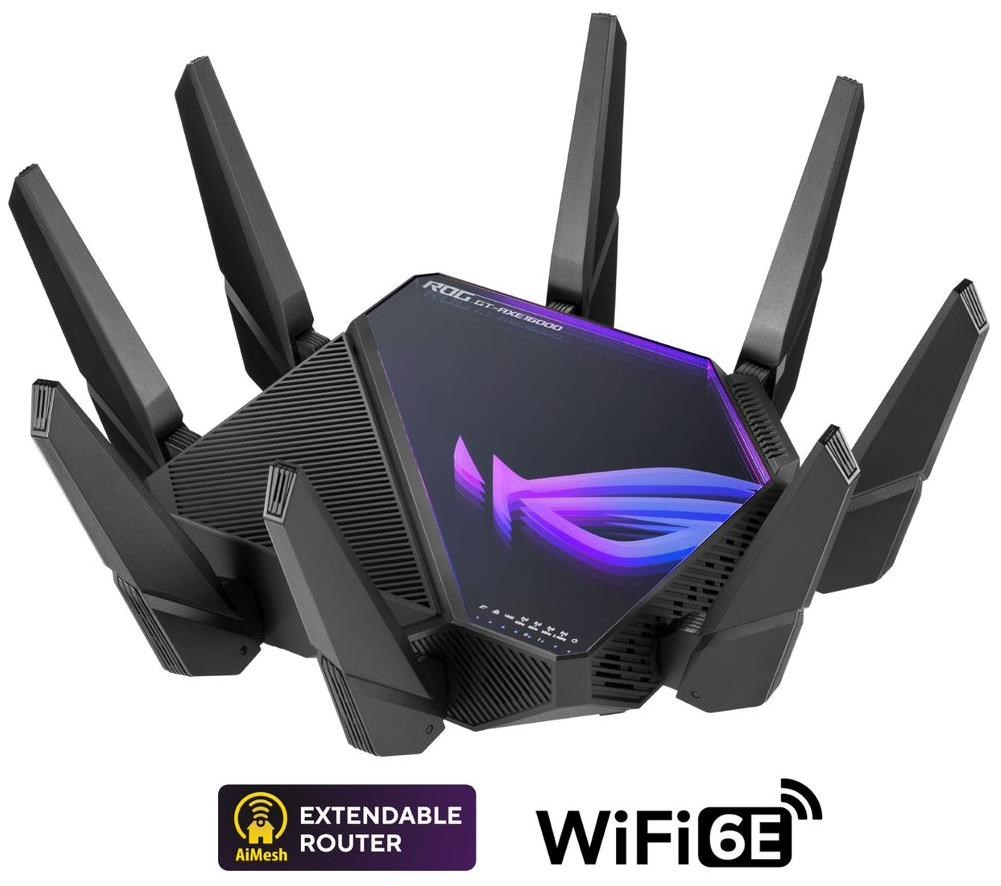 ASUS ROG Rapture GT-AX16000 (AXE16000) WiFi 6E Extendable Gaming Router, 10G & 2.5G porty, Aimesh, 4G/5G
