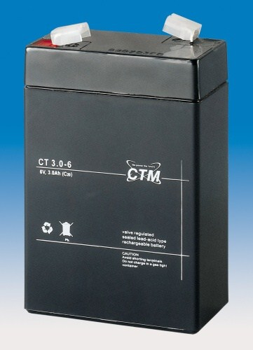 Baterie - CTM CT 6-3 (6V/3Ah - Faston 187), životnost 5let