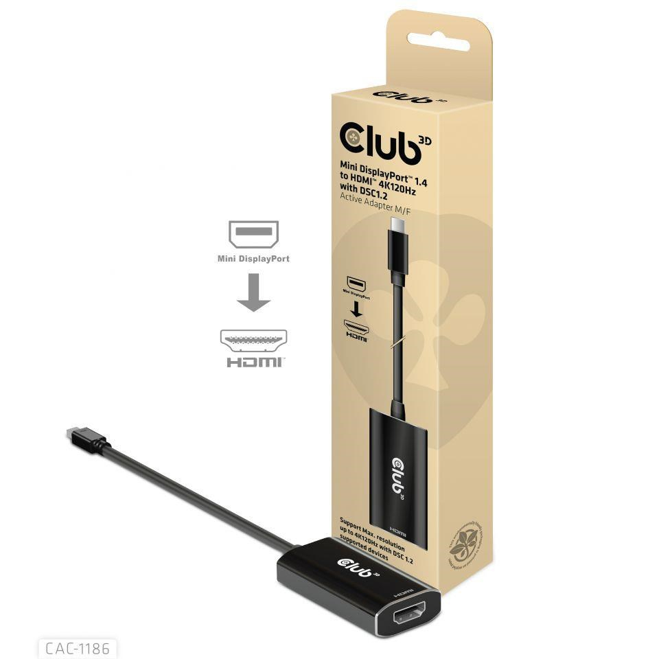 Club3D aktivní adaptér mini DisplayPort 1.4 na HDMI 4K120Hz s DSC1.2 M/F