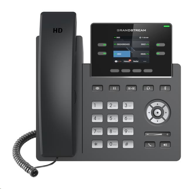 Grandstream GRP2612P [VoIP telefon - 2x SIP účet, HD audio, 16 prog.tl.+4 předvoleb, 2xLAN 100Mbps, PoE]