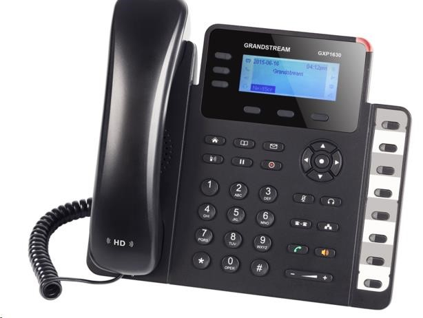 Grandstream GXP1630 [VoIP telefon - 3x SIP účet, HD audio, 3 prog.tl.+8 předvoleb, switch 2xLAN 1000Mbps, PoE]