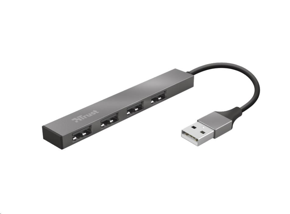 TRUST rozbočovač HALYX, Aluminium 4-Port Mini USB Hub, 10cm