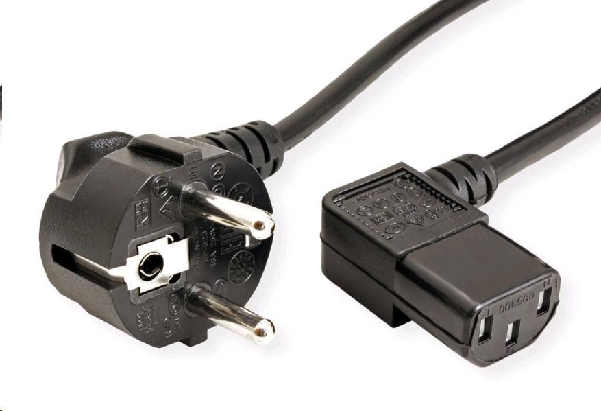 C-TECH kabel síťový 220/230V napájecí, lomený, VDE, 2m