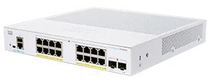 Cisco switch CBS250-16P-2G (16xGbE,2xSFP,16xPoE+,120W,fanless)