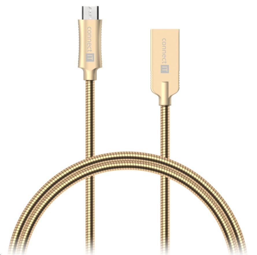 CONNECT IT Wirez Steel Knight Micro USB - USB, metallic gold, 1 m