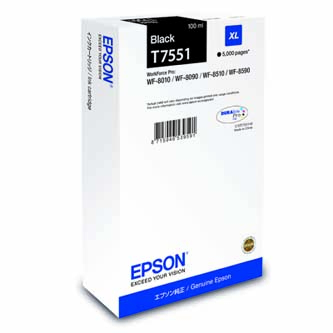 Epson originální ink [C13T755140], T7551, XL, black, 5000str., 100ml, 1ks, Epson WorkForce
