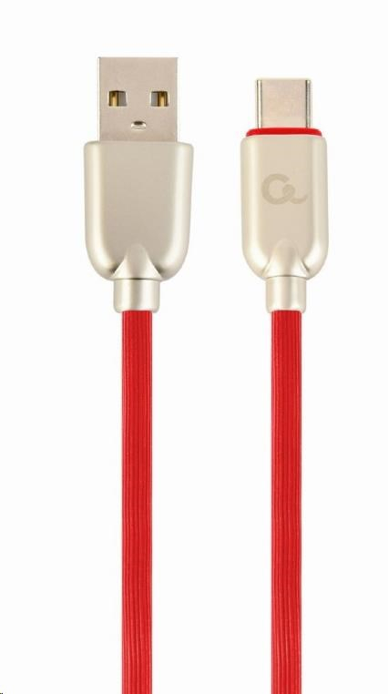 GEMBIRD Kabel USB-A na USB-C kabel (AM/CM), 2m, pogumovaný, červený, blister