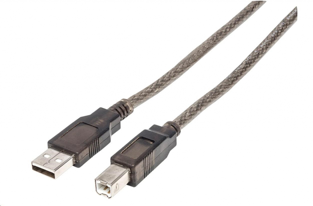 MANHATTAN Kabel USB-A na USB-B, 15m, černá