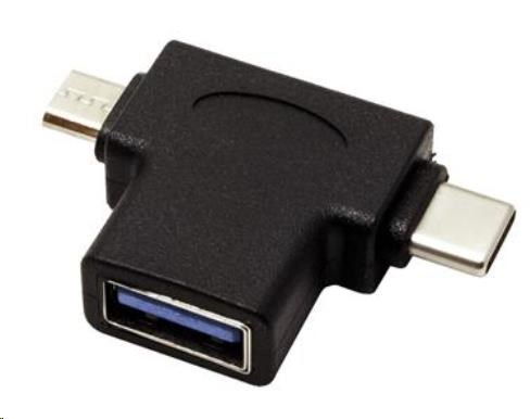 Adaptér USB3.0 female na dva konektory USB 3.1 C/male + micro USB B/male