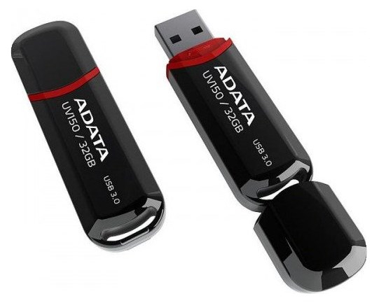 ADATA Flash Disk 32GB UV150, USB 3.1 Dash Drive (R:90/W:20 MB/s) černá
