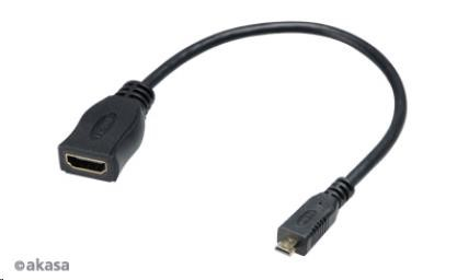AKASA kabel  redukce HDMI micro na HDMI female, full HD, 25cm