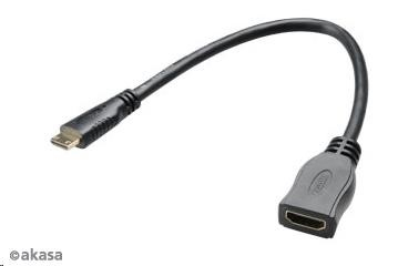 AKASA kabel  redukce HDMI mini na HDMI female, full HD, 25cm