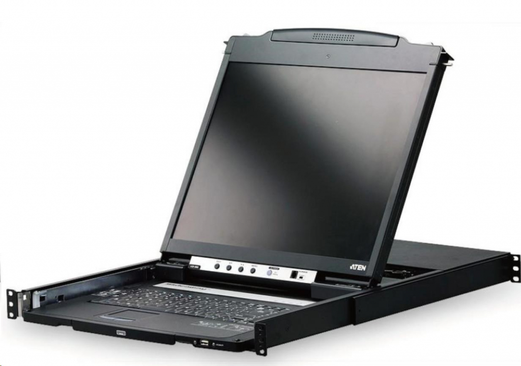 ATEN dual rail console, 19" LCD, rack 19", klávesnice, touchpad