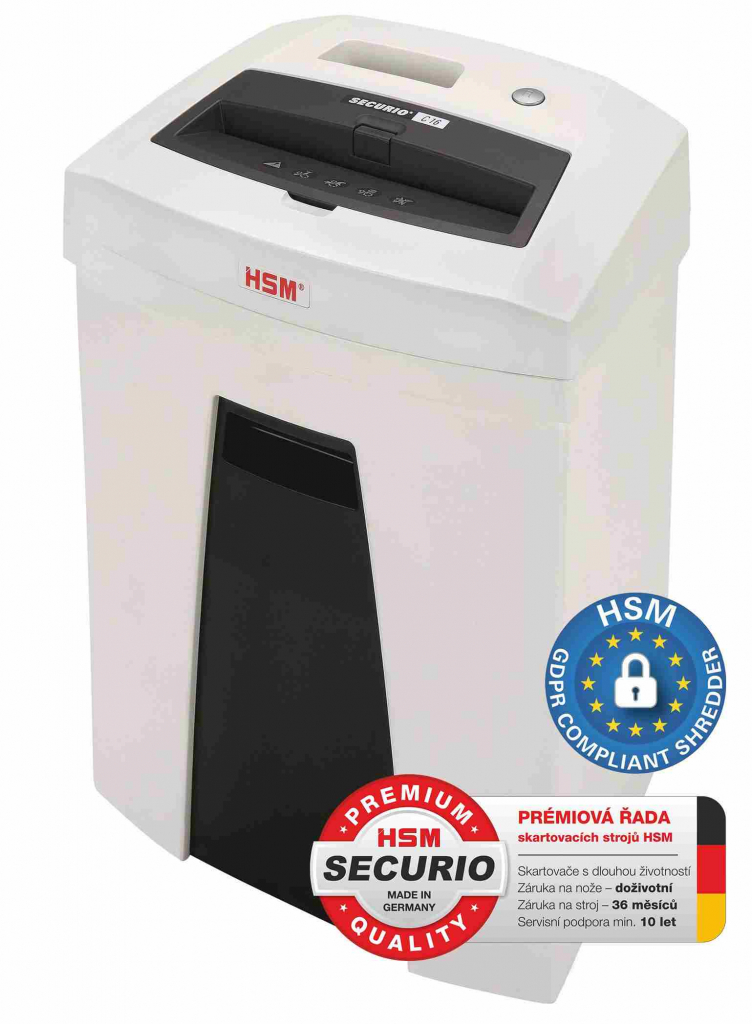 HSM skartovač Securio C16 (řez: Kombinovaný 4x25mm | vstup: 225mm | DIN: P-4 (3) | papír, sponky, plast. karty )