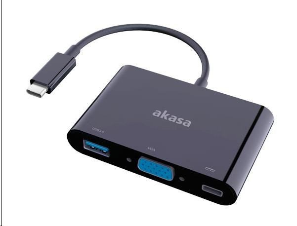 AKASA adaptér USB Type-C na VGA s USB 3.0