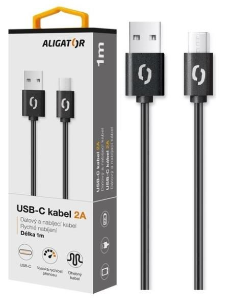 ALIGATOR datový kabel 2A, USB-C, černá
