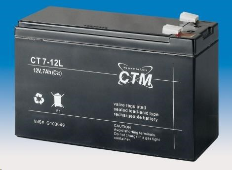 Baterie - CTM CT 12-7L (12V/7Ah - Faston 250), životnost 5let