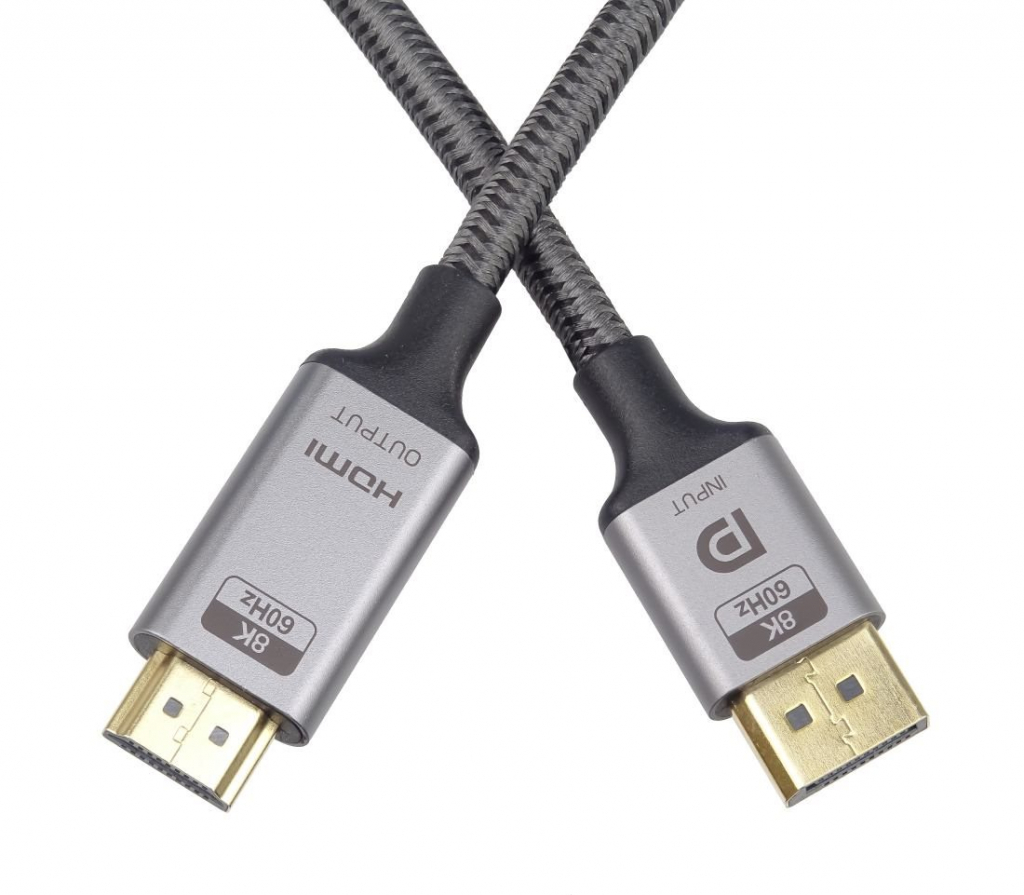 PremiumCord kabel DisplayPort 1.4 na HDMI2.1, pro rozlišení 8K@60Hz,4K@144Hz, 2m