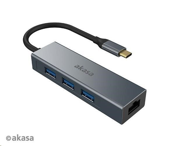 AKASA adaptér USB Type-C 4-In-1 Hub with Ethernet