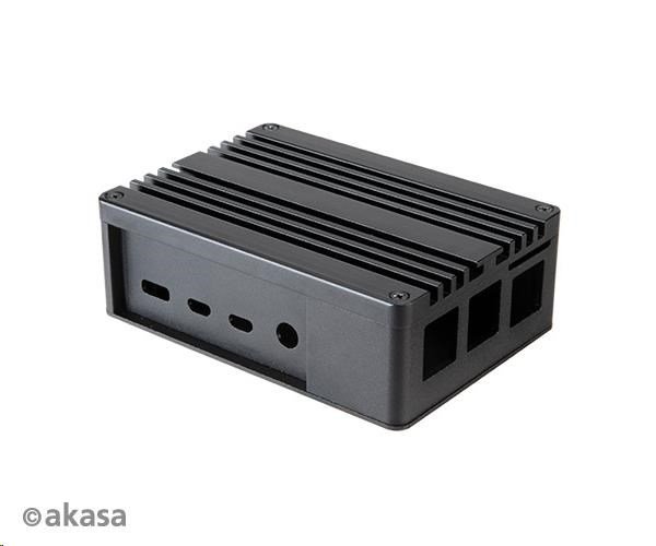 AKASA krabička pro Raspberry Pi 4 Model B, Extended Aluminium, with Thermal Modules (SD Slot concealed)