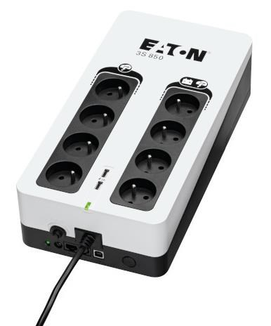Eaton 3S 850 FR, UPS 850VA / 510W, 8 zásuvek (4 zálohované), USB, 2x USB charge, české zásuvky