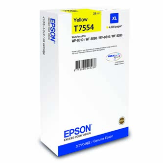 Epson originální ink [C13T755440], T7554, XL, yellow, 4000str., 39ml, 1ks, Epson WorkForce