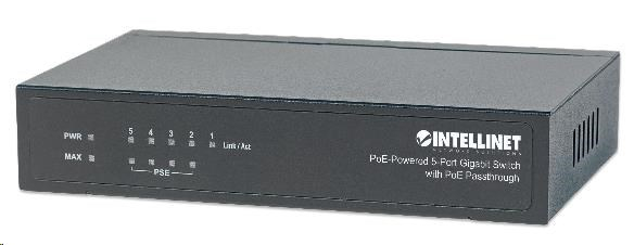 Intellinet 5-Port gigabit PoE+ Switch, 4x PoE port, 68W PoE budget, možnost napájet přes port 1 (PoE PD)