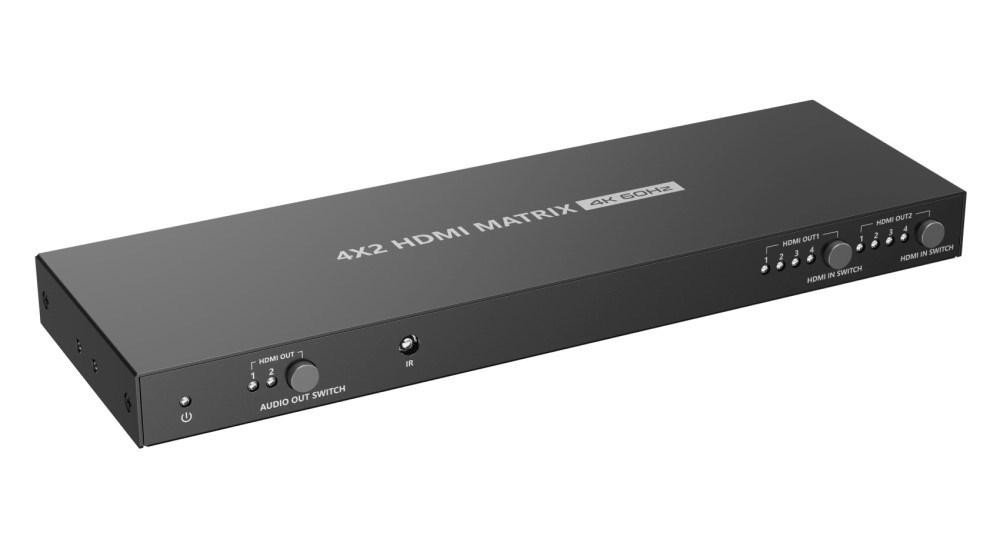 PremiumCord HDMI matrix switch 4:2 , UHD rozlišení 4Kx2K@60Hz HDR, SPDIF, Auto-Downscaling
