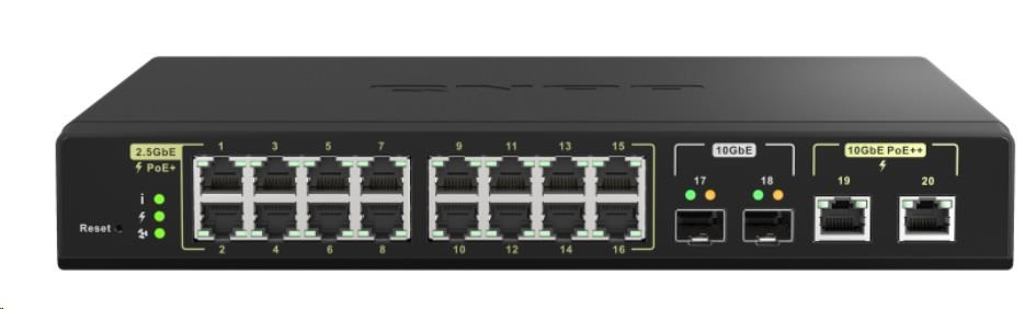 QNAP switch QSW-M2116P-2T2S (2x10GbE SFP+/2x10GbE RJ45/16x2,5GbE/18xPoE)