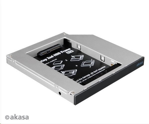 AKASA HDD box  N.Stor S12, 2.5" SATA HDD/SSD do pozice pro optickou mechaniku SATA (výška HDD do 13mm)