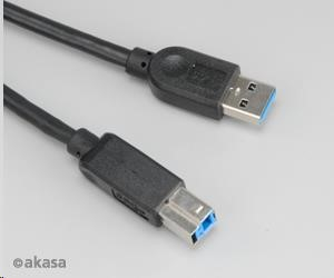 AKASA kabel USB, male A na B male USB 3.0, 150cm, černý