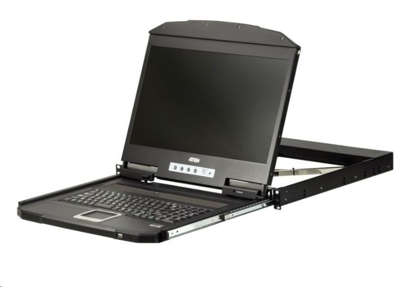 ATEN ultra short console, 18.5" LED LCD, rack 19", klávesnice, touchpad, HDMI/USB