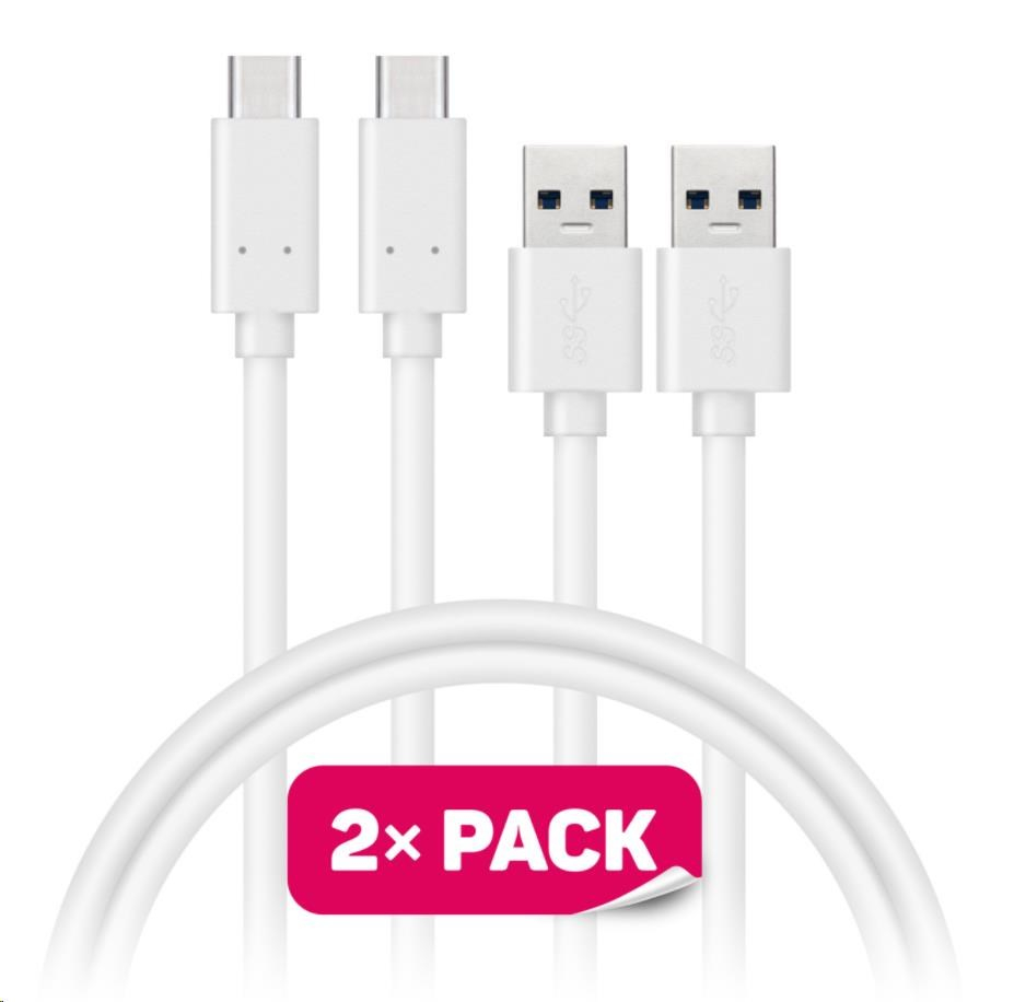 CONNECT IT Wirez USB-C (Type C) -> USB-A, USB 3.1 Gen 1, bílý, 1 m (2 ks v balení)