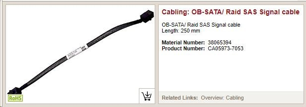 FUJITSU RAID Upgrade kit - pro TX1330M5 s CP500i - pro HDD číislo 5 až 8 - OB-SATA / RAID SAS signal cable