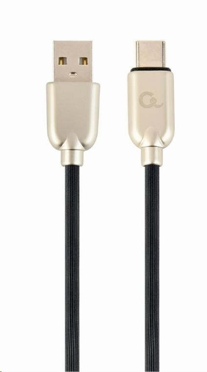 GEMBIRD Kabel USB 2.0 AM na Type-C kabel (AM/CM), 1m, pogumovaný, černý, blister, PREMIUM QUALITY