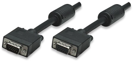 MANHATTAN kabel SVGA prodlužovací s feritovými jádry, HD15 Male / HD15 Female, 4,5m, Black