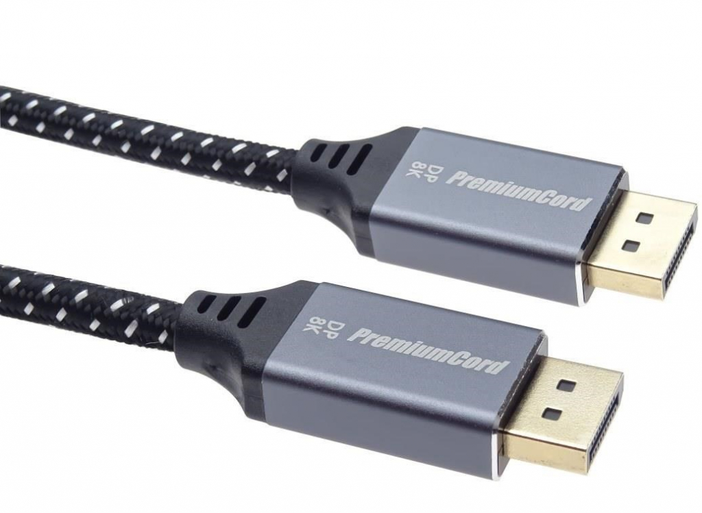 PREMIUMCORD Kabel DisplayPort 1.4 přípojný kabel, kovové a zlacené konektory, 2m