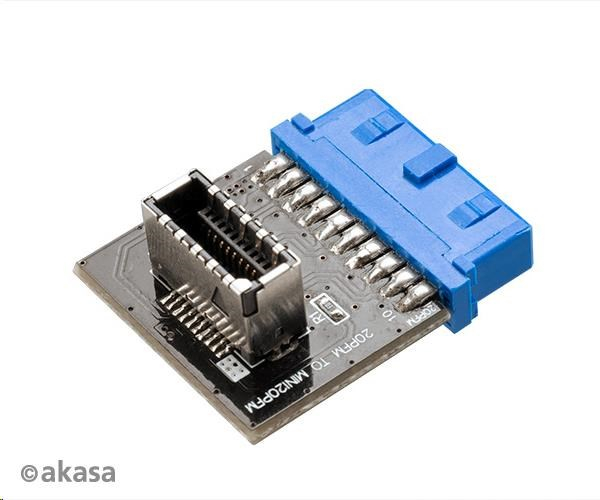 AKASA redukce AK-CBUB51-BK USB 3.0 19-pin MB header na USB 3.1 20-pin Key A connector
