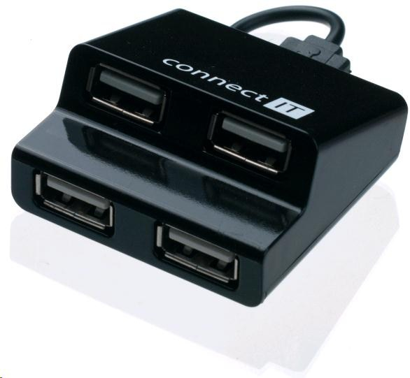 CONNECT IT USB 2.0 hub STEP 4 porty, černý