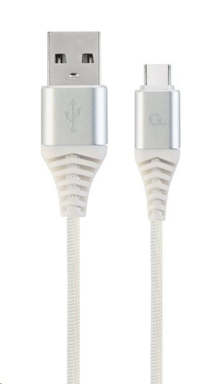 GEMBIRD Kabel USB 2.0 AM na Type-C kabel (AM/CM), 1m, opletený, bílo-strříbrný, blister, PREMIUM QUALITY