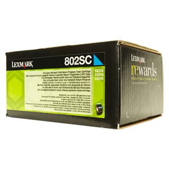 Lexmark originální toner [80C2SC0], cyan, 2000str., CX310dn, CX310n, CX410de, CX410