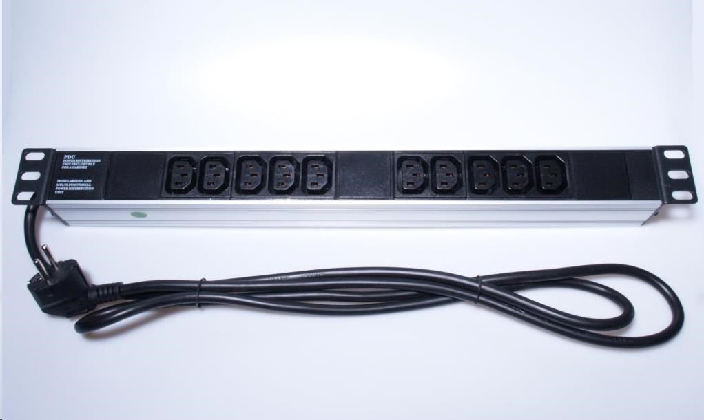 PremiumCord Panel napájecí do 19" racku 1U, 10xIEC (C13), 2m kabel