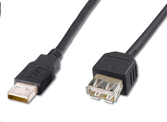 PremiumCord USB 2.0 kabel prodlužovací, A-A, 5m černá