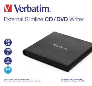 VERBATIM externí mechanika Slimline CD/DVD Writer USB - without NERO