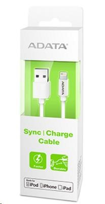 ADATA Sync & Charge Lightning kabel - USB A 2.0, 100cm, plastový, bílý