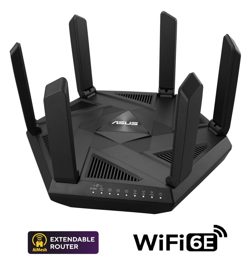 ASUS RT-AXE7800 (AXE7800) WiFi 6E Extendable Router, 2.5G port, AiMesh, 4G/5G Mobile Tethering