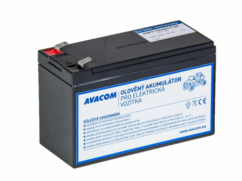 AVACOM Náhradní baterie (olověný akumulátor) 12V 9Ah F2 typu HR do vozítka Peg Pérego