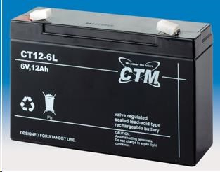 Baterie - CTM CT 6-12L (6V/12Ah - Faston 250), životnost 5let