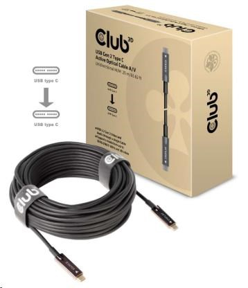 Club3D Kabel USB 3.2 typ C Gen2, aktivní, (M/M), 20m, optický, aktivní, unidirectional, A/V