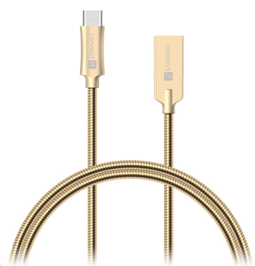 CONNECT IT Wirez Steel Knight USB-C (Type C) - USB-A, metallic gold, 1 m
